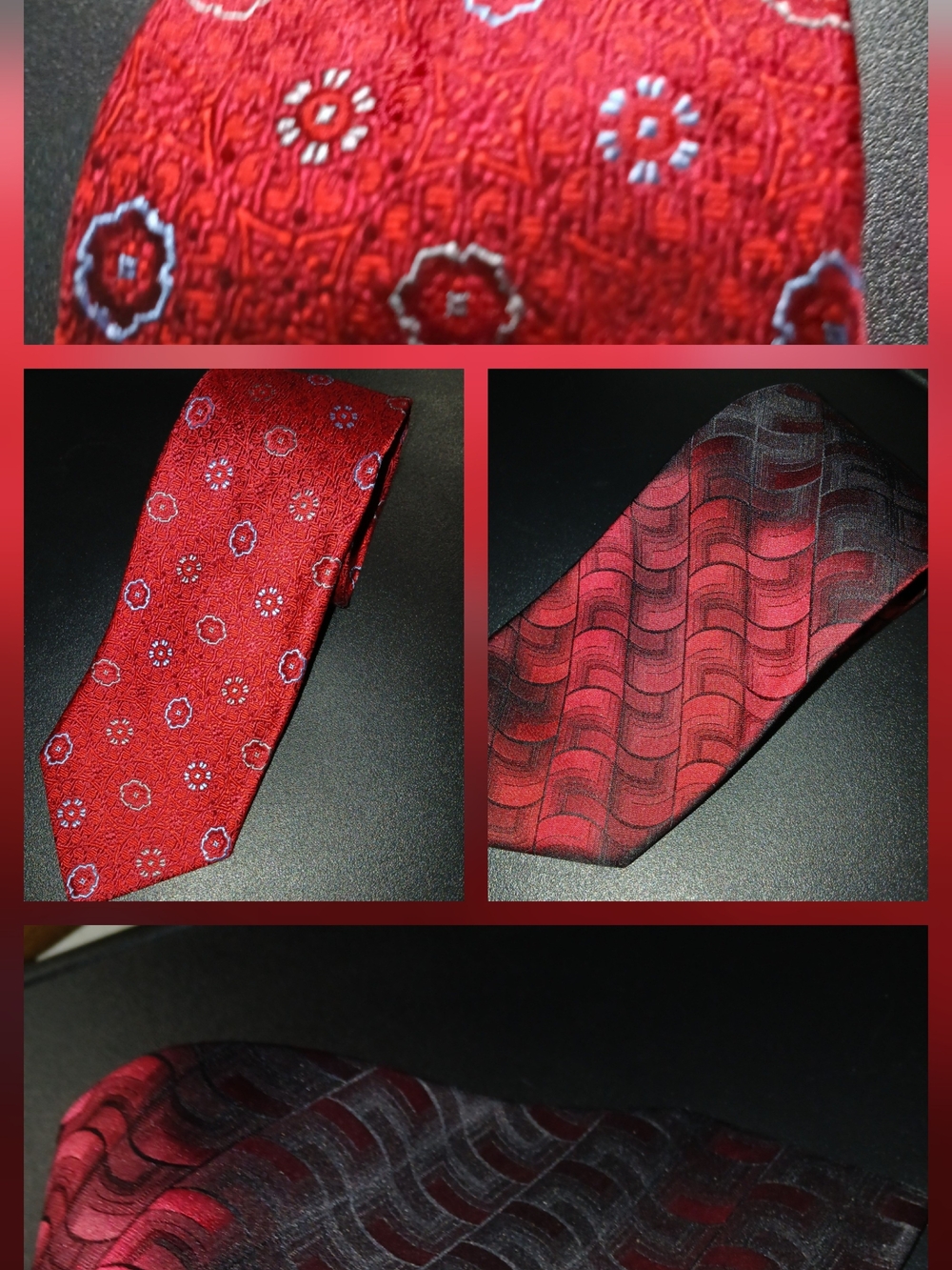 2 Men's Red Ties Arrow and Executive Collection Brands Satin And Sateen